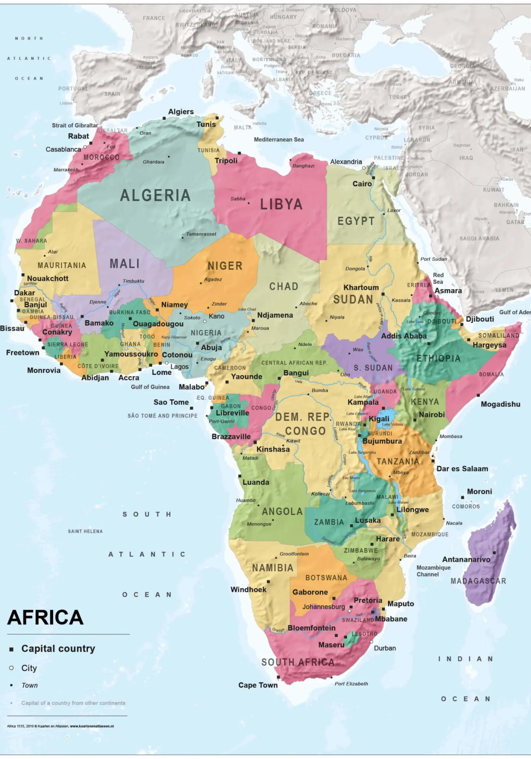 Afrika kaart staatkundig 1515