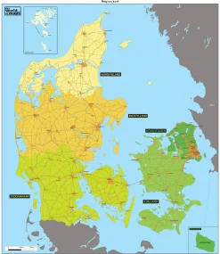Basis regio kaart van Denemarken 12