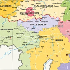 België en Luxemburg staatkundige kaart 2054