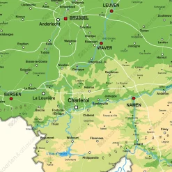 België kaart Natuurkundig 1450
