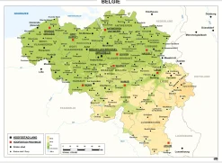 België kaart Natuurkundig 1299