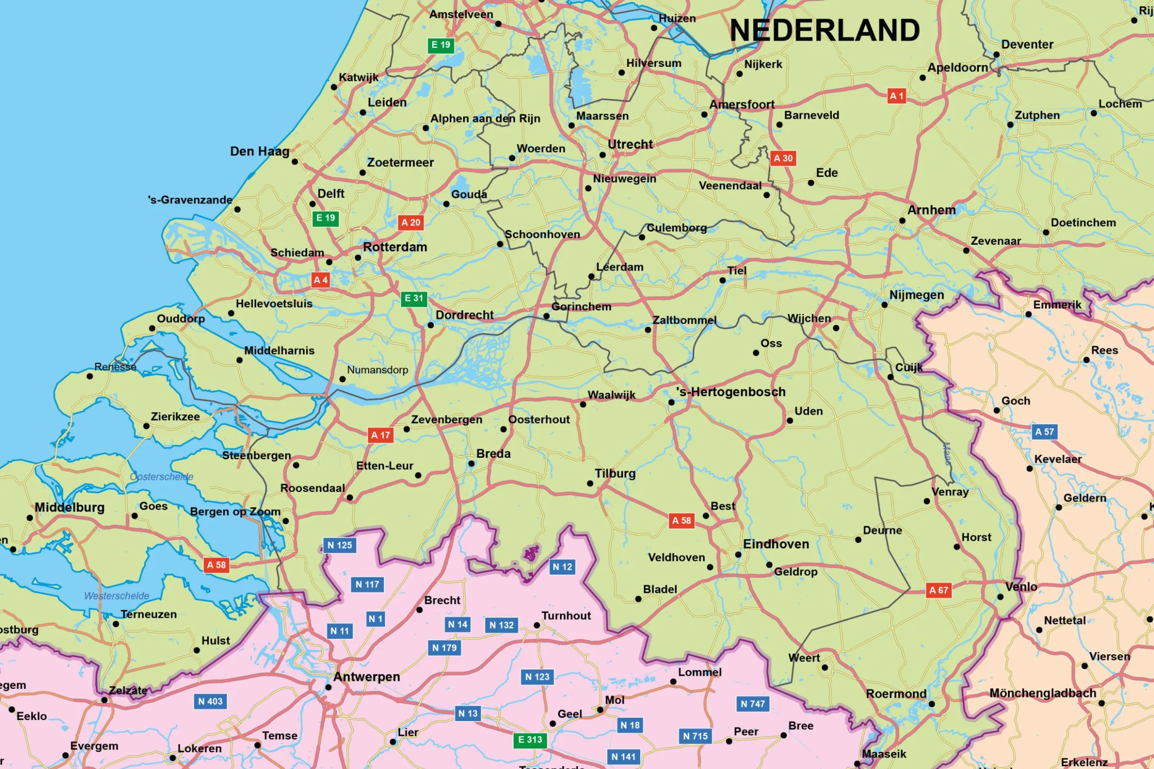 Benelux + Duitsland kaart 1827