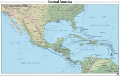 Centraal Amerika natuurkundige kaart 631