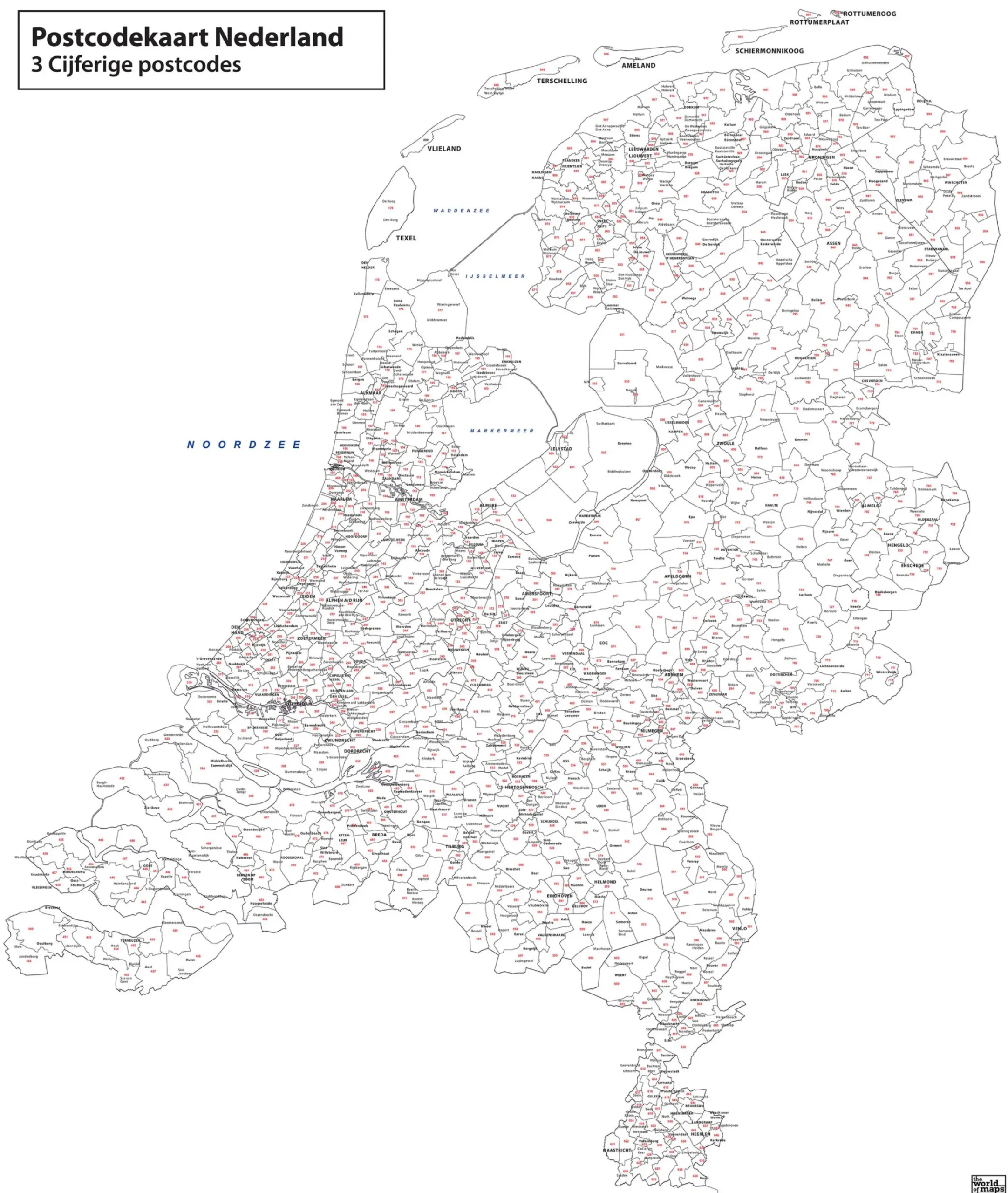 3-cijferige Postcodekaart Nederland 373