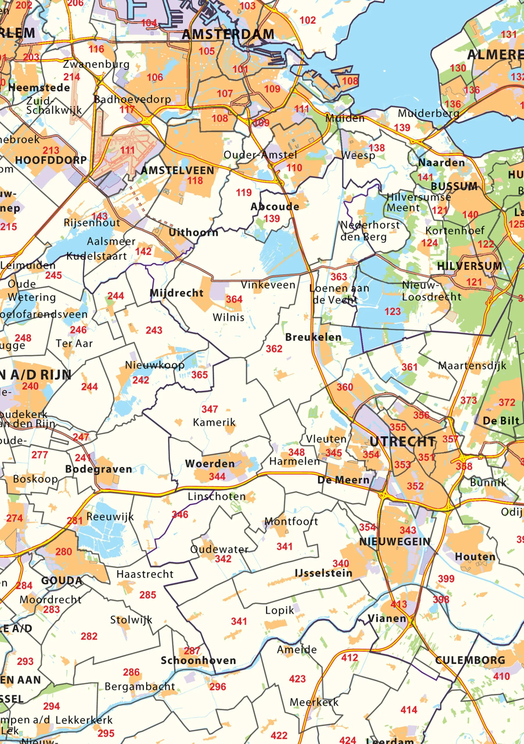 3-cijferige Postcodekaart Nederland 376