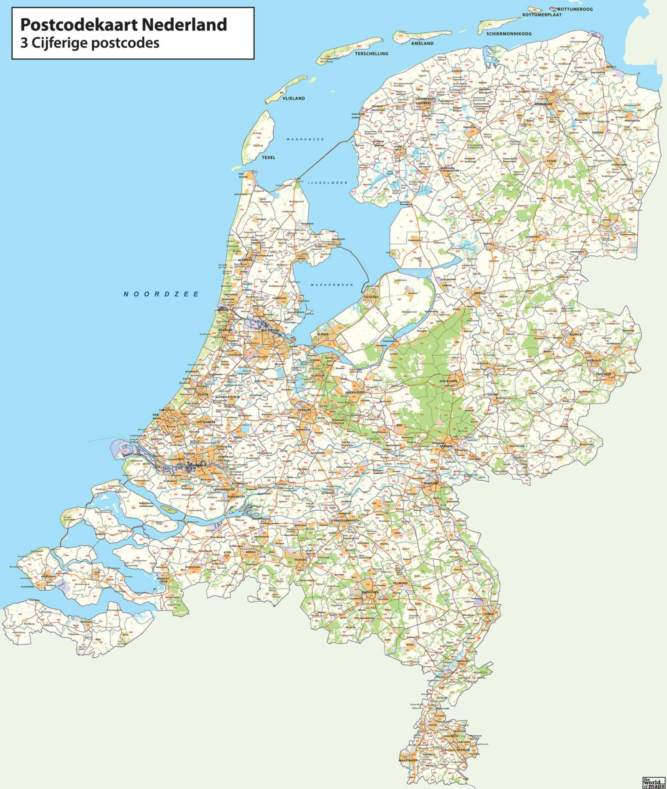 3-cijferige Postcodekaart Nederland 376