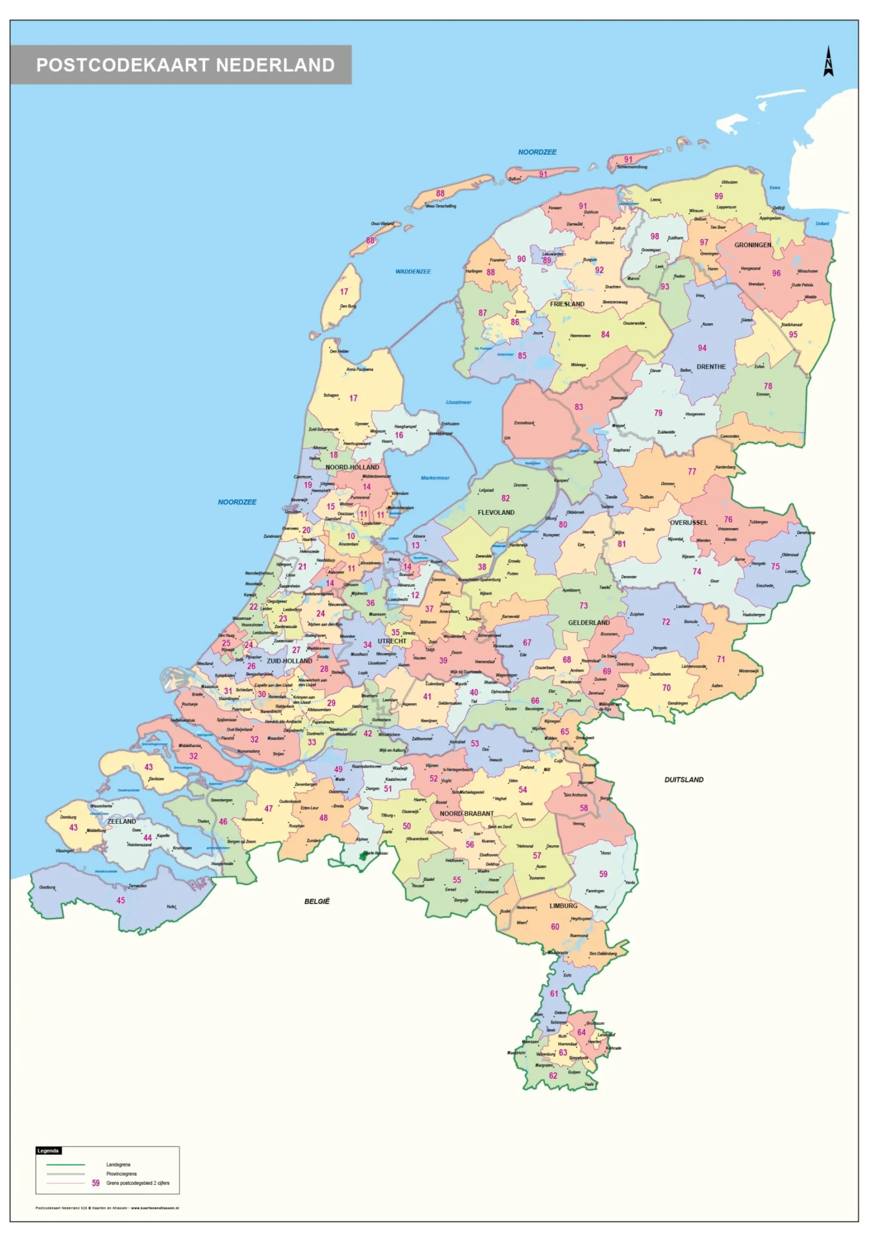 2-cijferige Postcodekaart Nederland 526