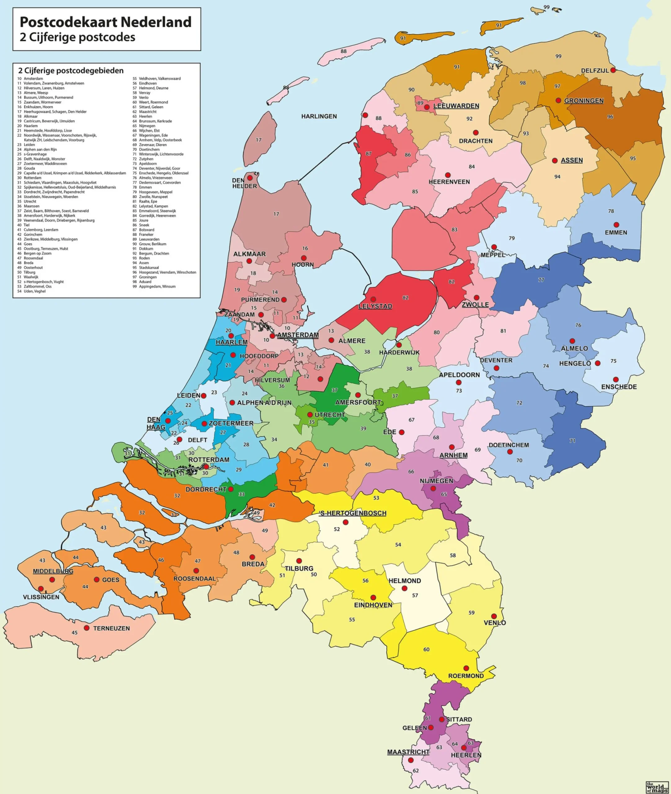 2-cijferige Postcodekaart Nederland 749