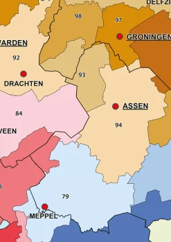 2-cijferige Postcodekaart Nederland 749