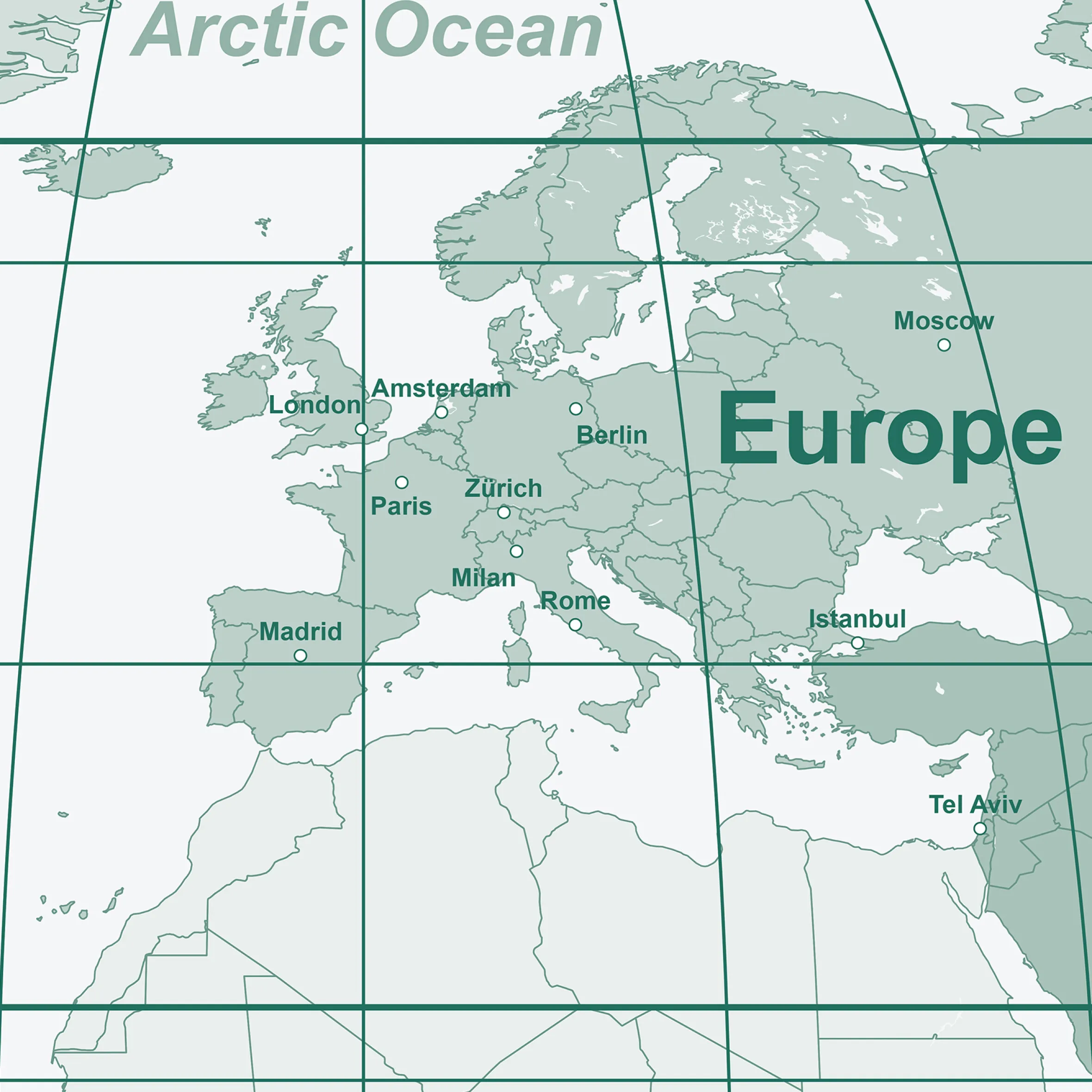 Decoratieve wereldkaart smaragd 2084