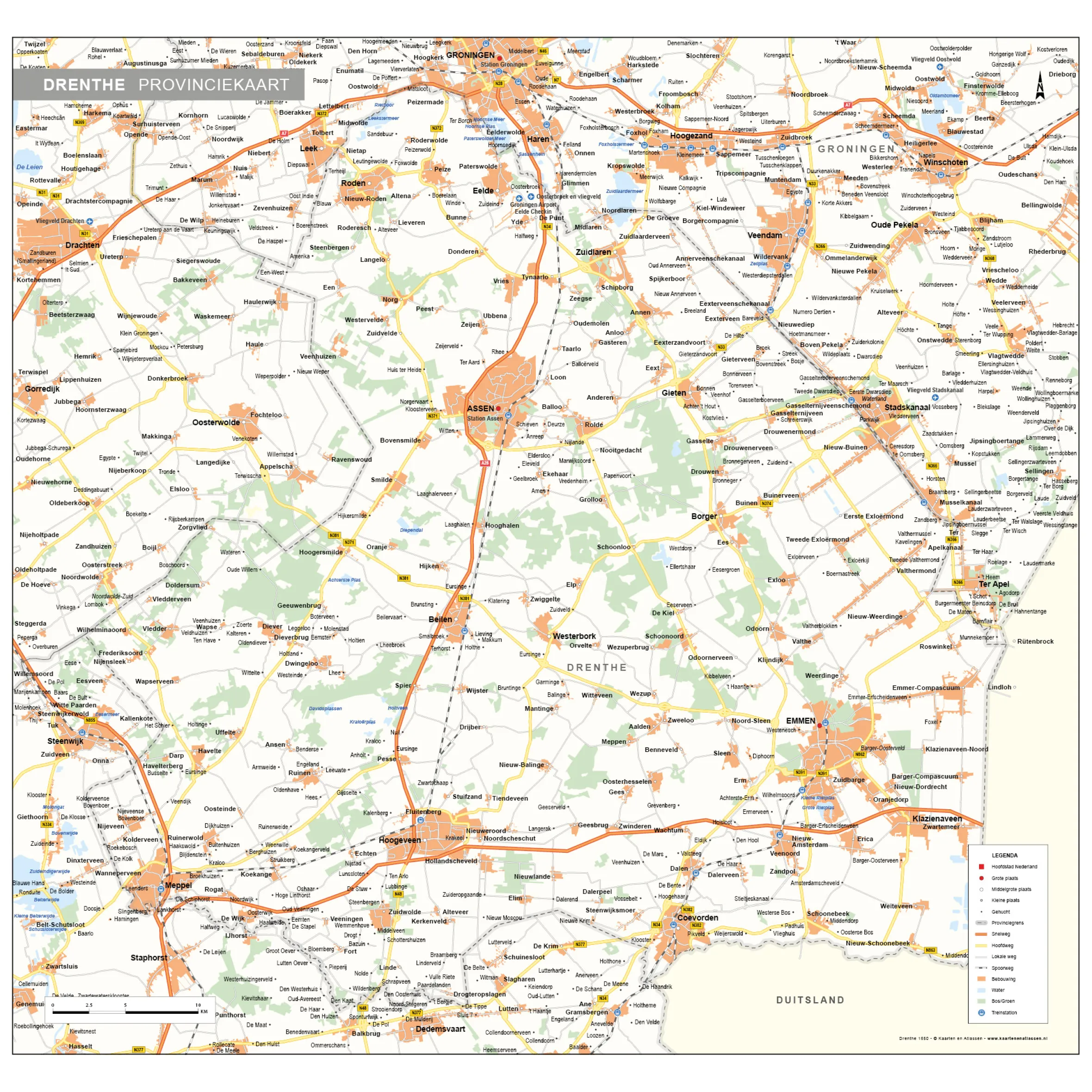 Drenthe Provinciekaart Staatkundig 1550