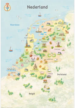 Dubbelzijdige Kinderkaart Nederland 1825