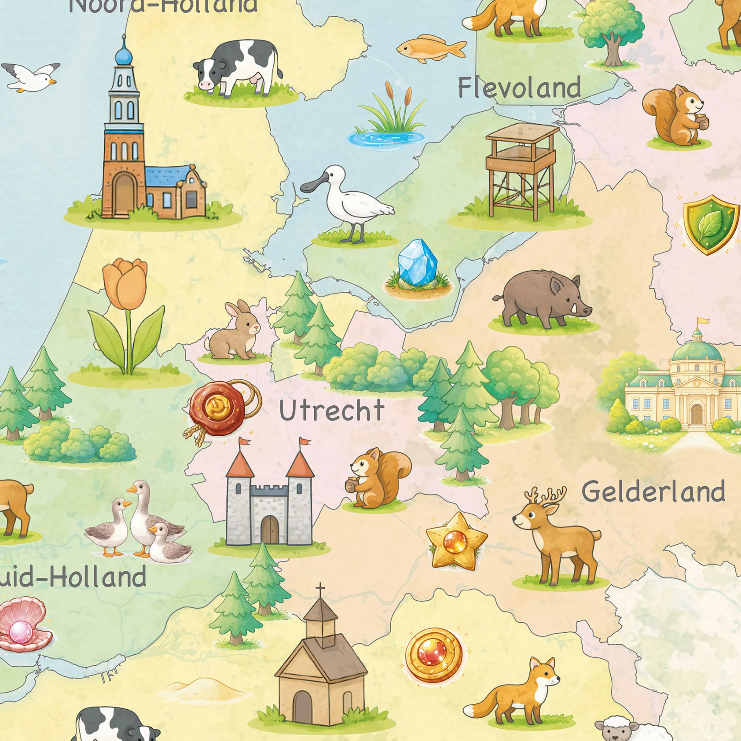 Dubbelzijdige Kinderkaart Nederland 1825