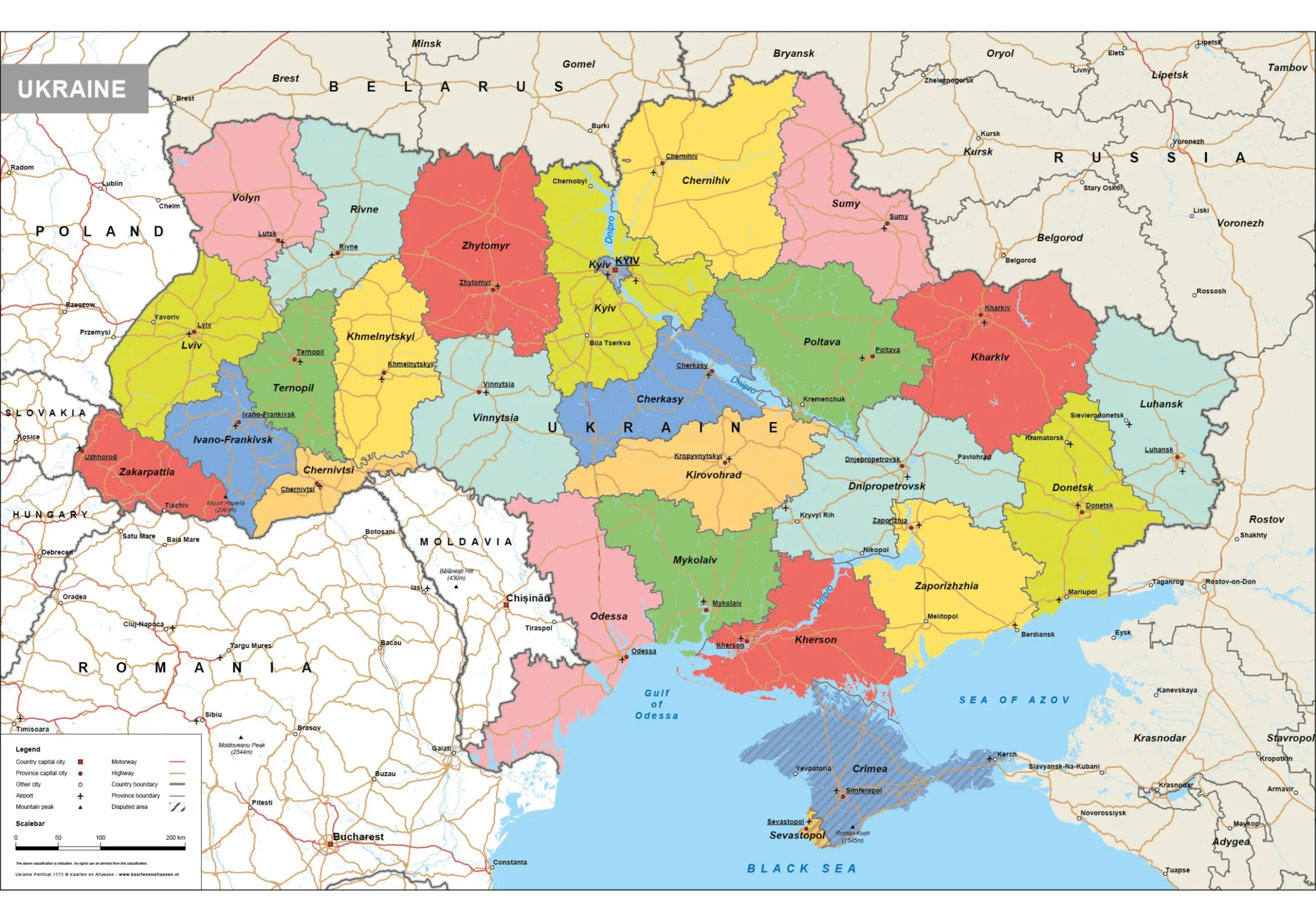 Duidelijke Kaart OekraÏne / Ukraine 1773