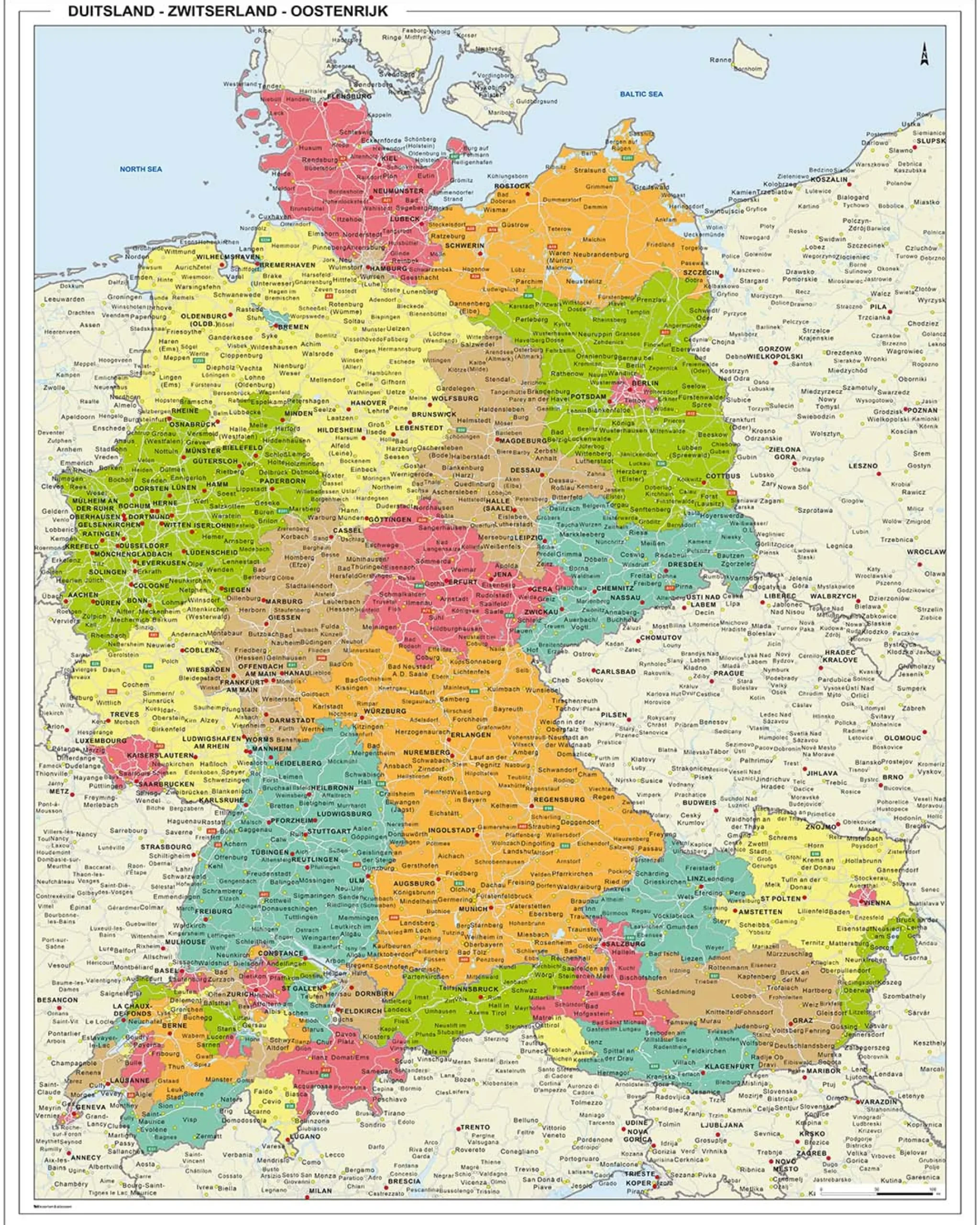 Duitsland-Oostenrijk-Zwitserland regiokaart 1328