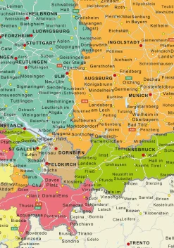 Duitsland-Oostenrijk-Zwitserland regiokaart 1328