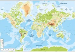 Eenvoudige Wereldkaart Natuurkundig 1301