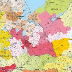2- en 4-cijferige Postcodekaart Nederland 378