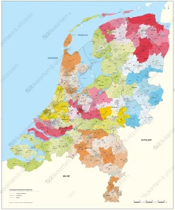 2- en 4-cijferige Postcodekaart Nederland 378