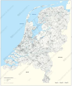 2- en 4-cijferige Postcodekaart Nederland 379