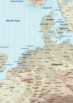 Europa natuurkundige kaart 1492