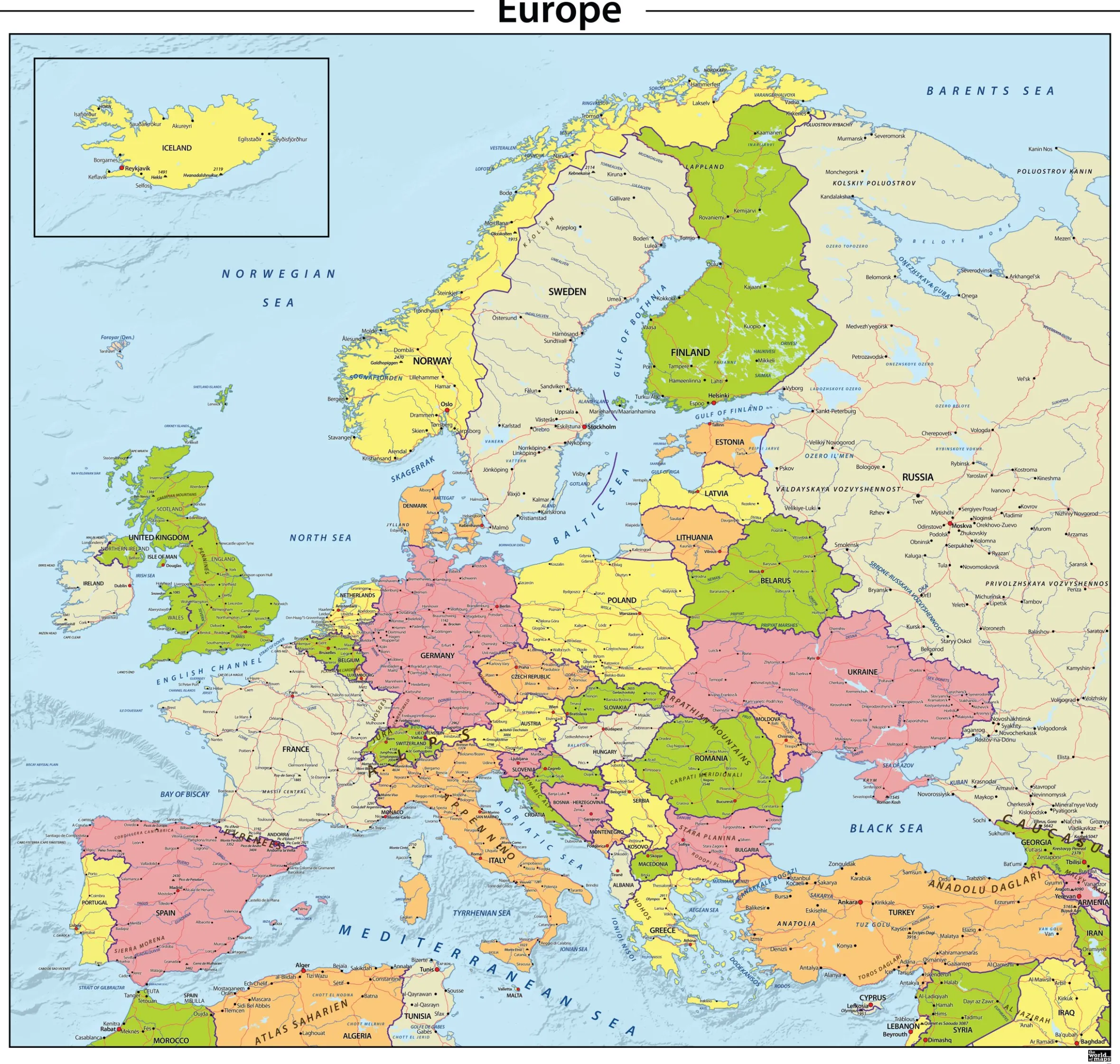 Europa staatkundige kaart 621