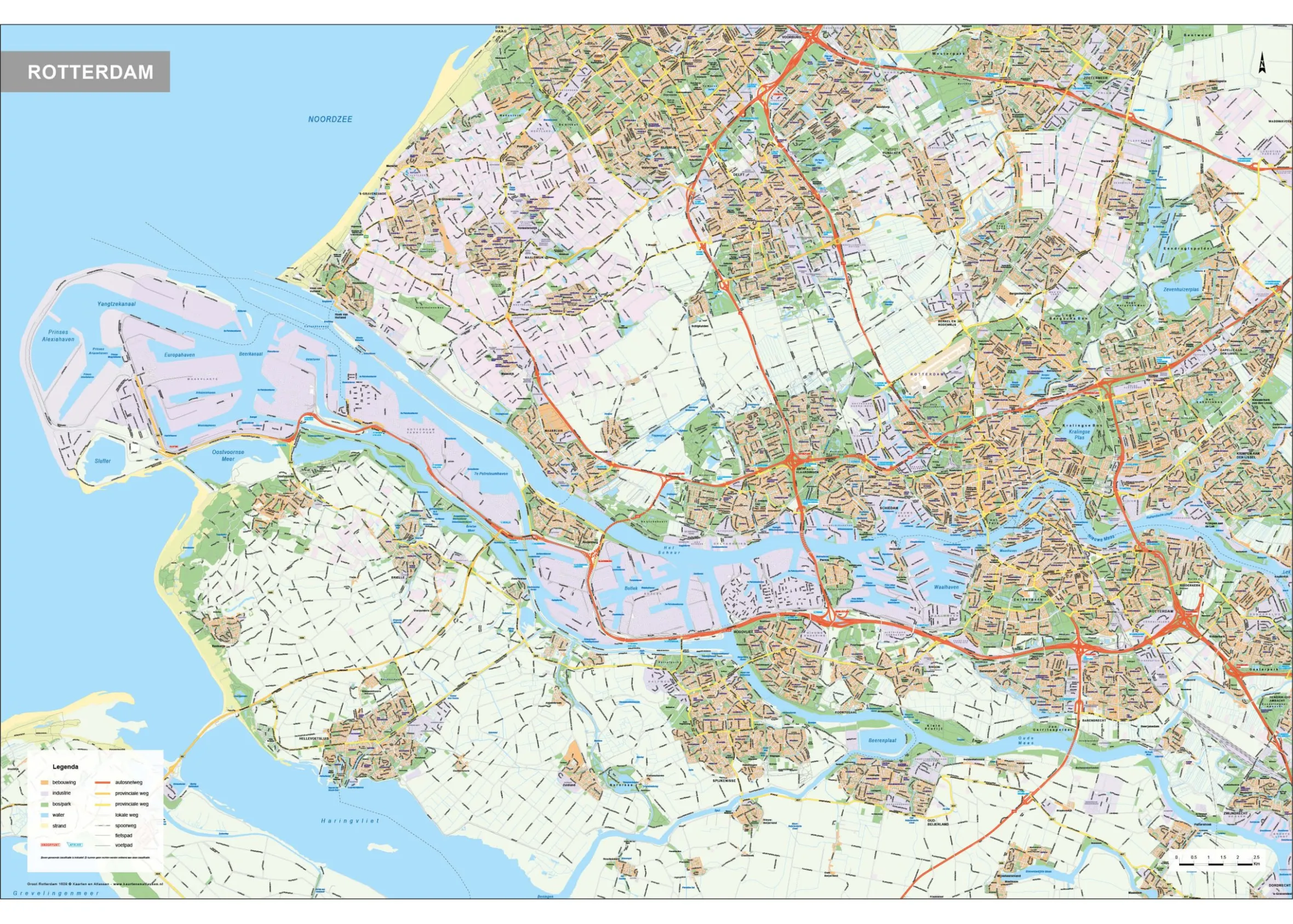 Gedetailleerde Kaart Groot Rotterdam Rijnmond 1609