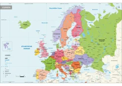 Gedetailleerde Schoolkaart Europa Staatkundig 1405