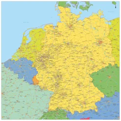Gekleurde kaart Benelux + Duitsland 1775