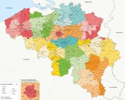 Gemeentekaart België Gekleurde provincies 372
