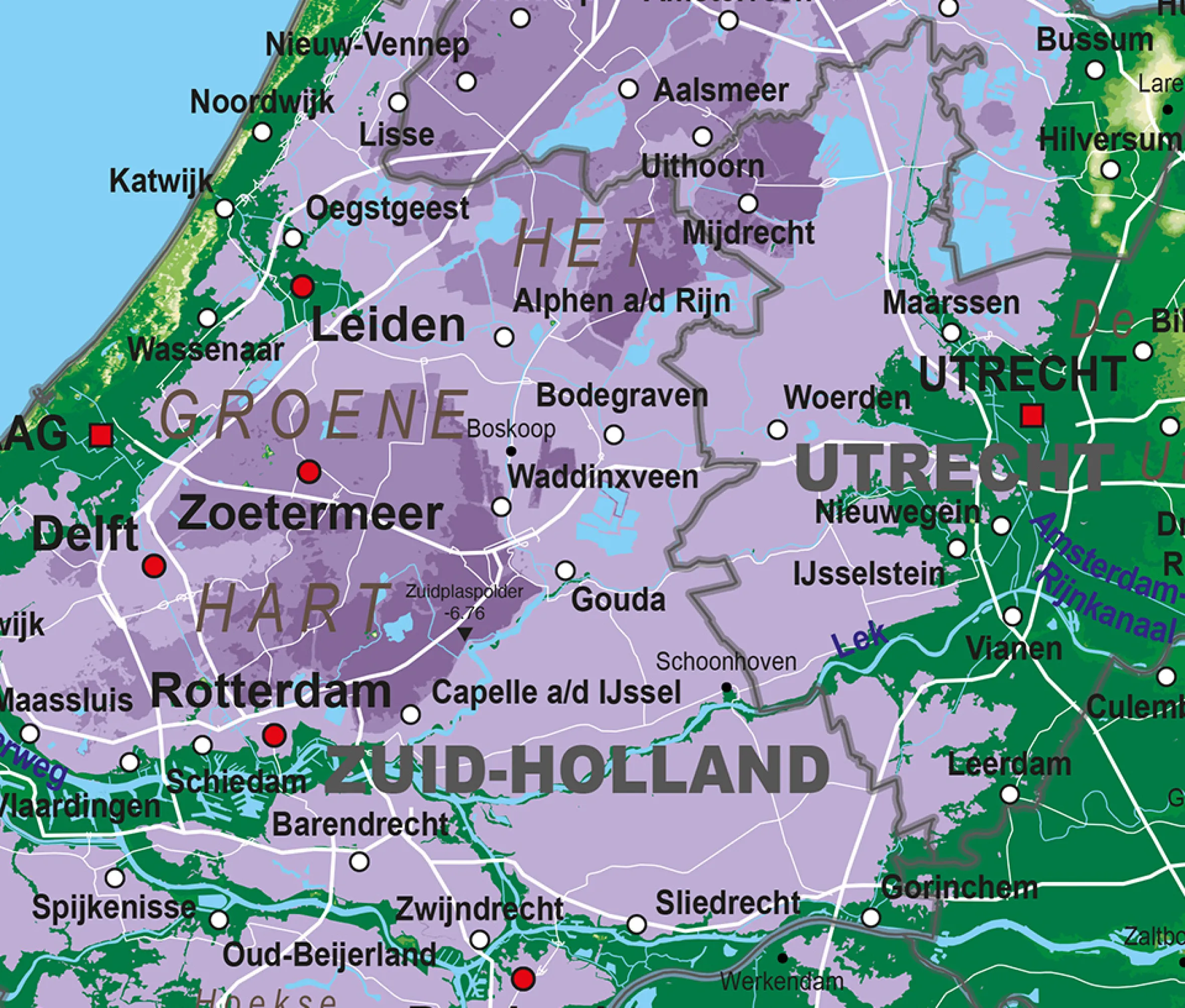 Informatieve natuurkundige kaart Nederland 1826