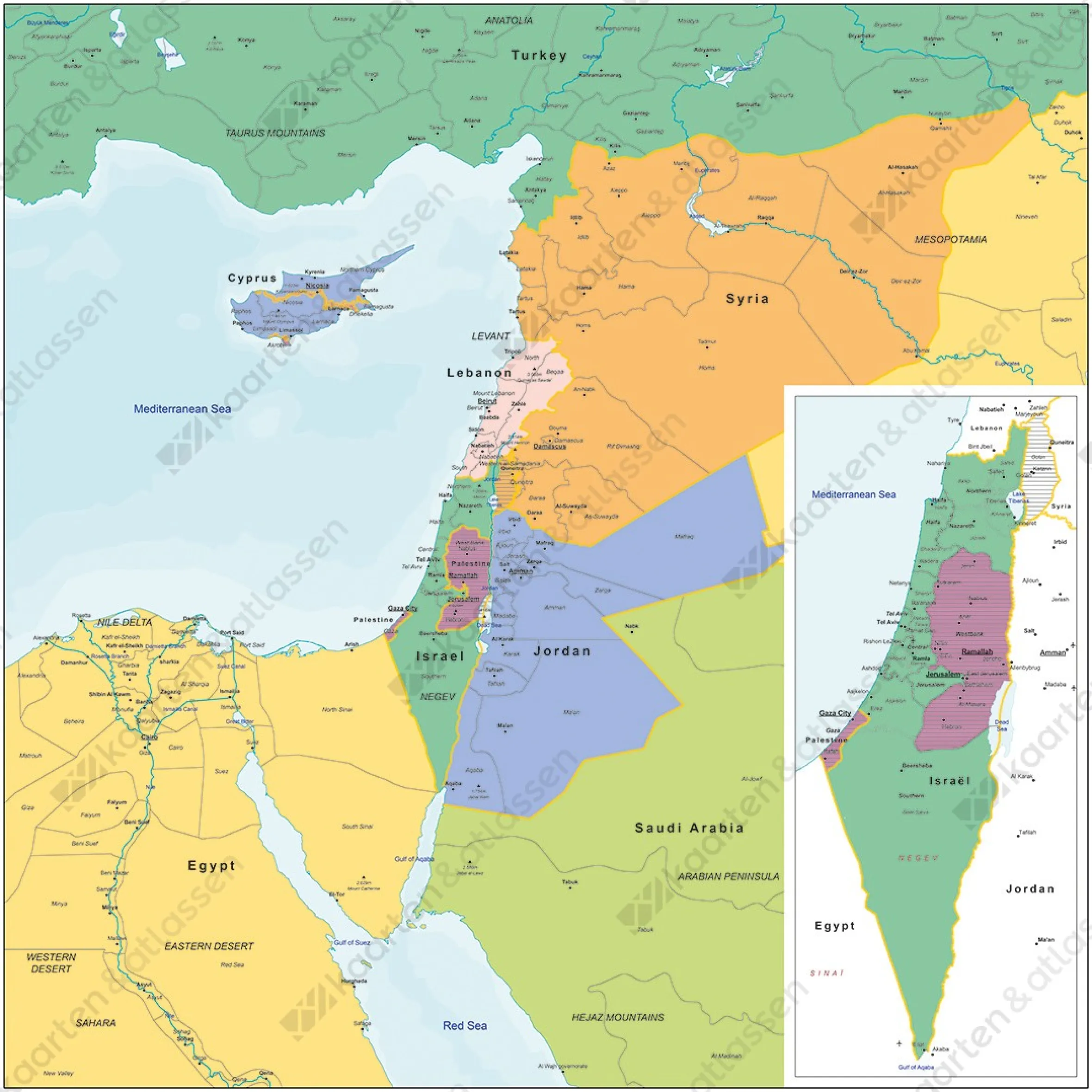 Israël en Omliggende Landen Staatkundig 1816