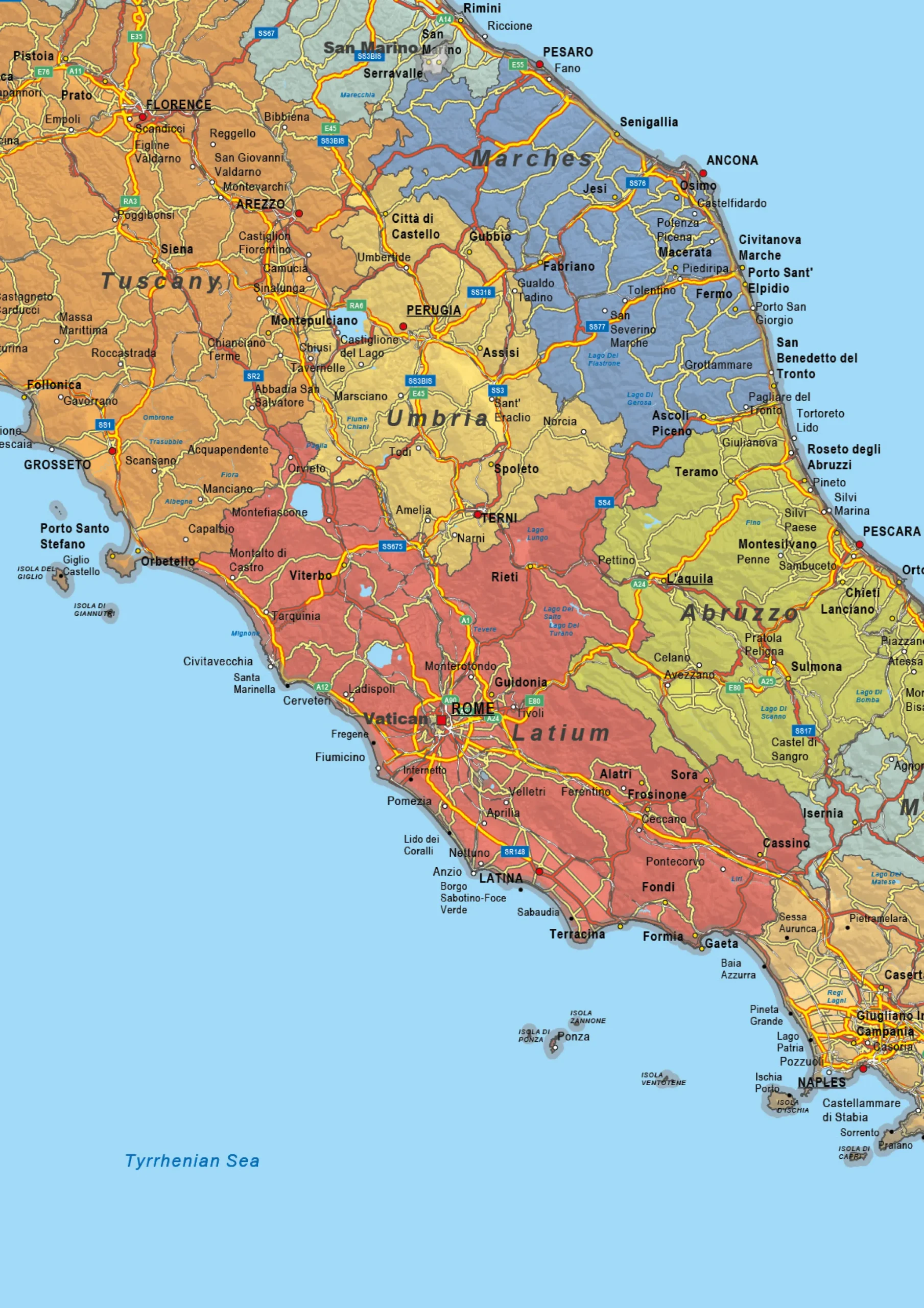 Italië Kaart Staatkundig 1580