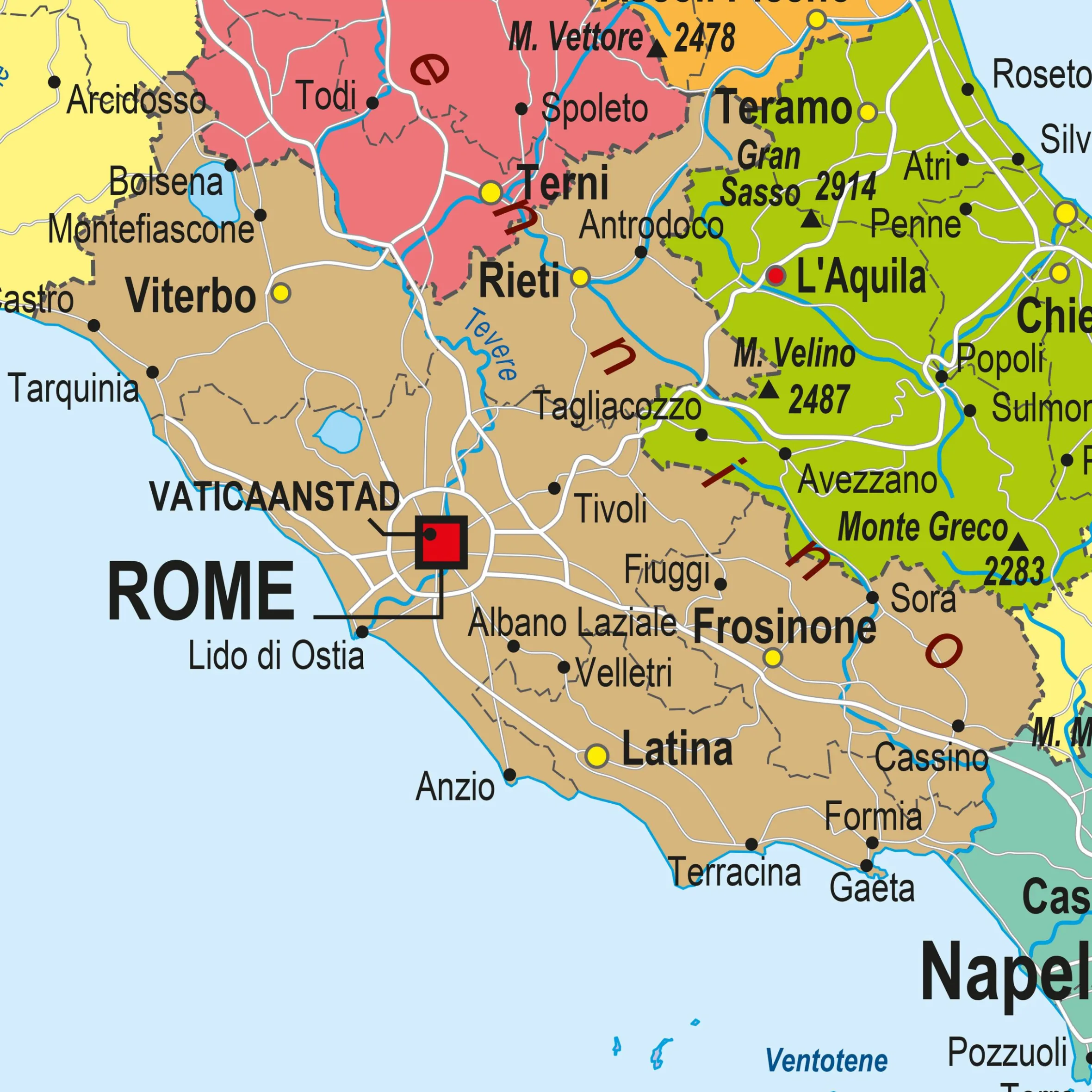 Italië Kaart Staatkundig 760