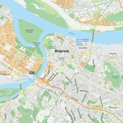 Kaart Belgrado / Belgrade Stadsplattegrond 1917