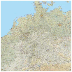 Kaart Benelux + Duitsland natuurkundig 1509