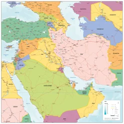 Kaart Iran staatkundig 2055