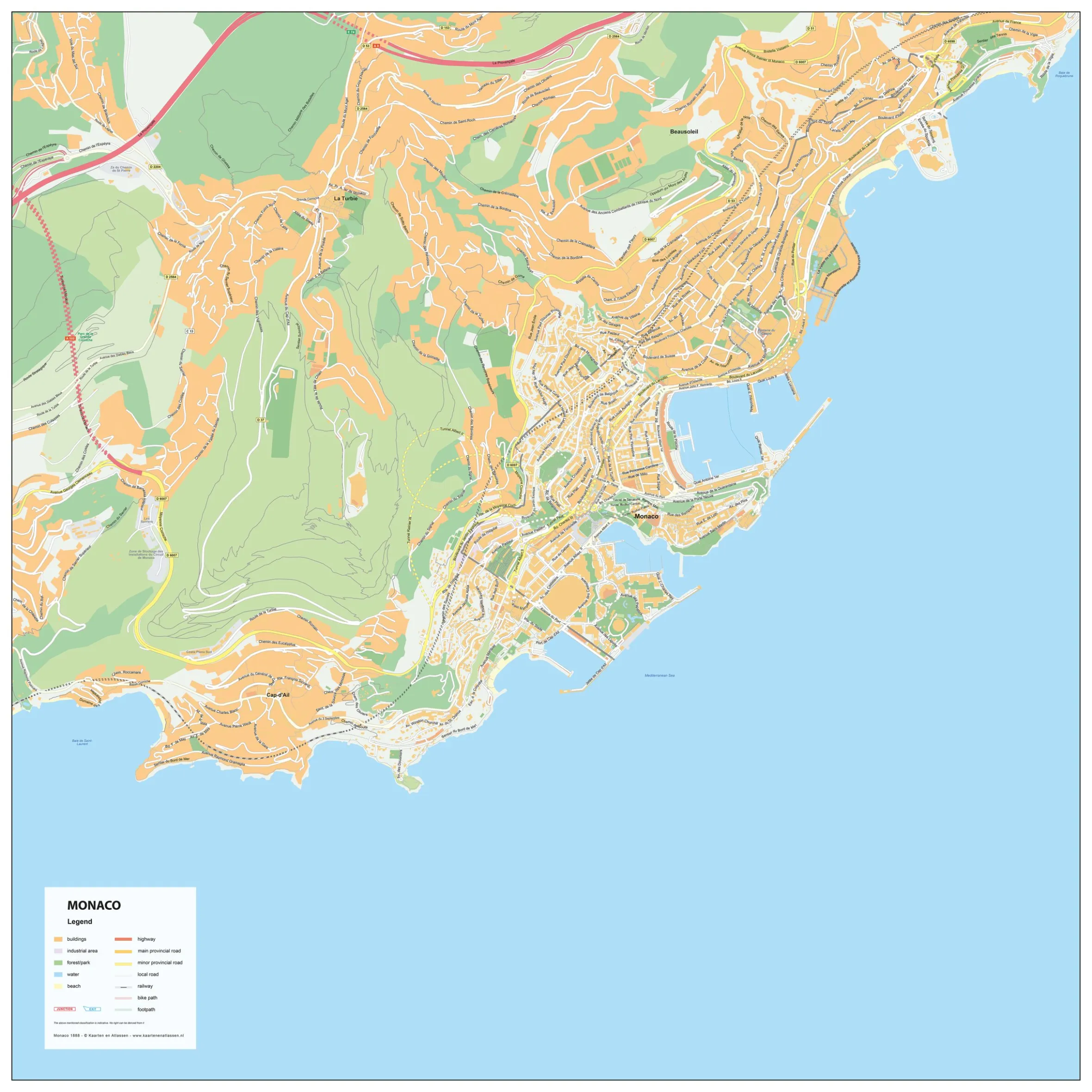 Kaart Monaco 1888