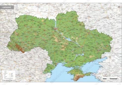 Kaart Oekraïne / Ukraine Natuurkundig 1622
