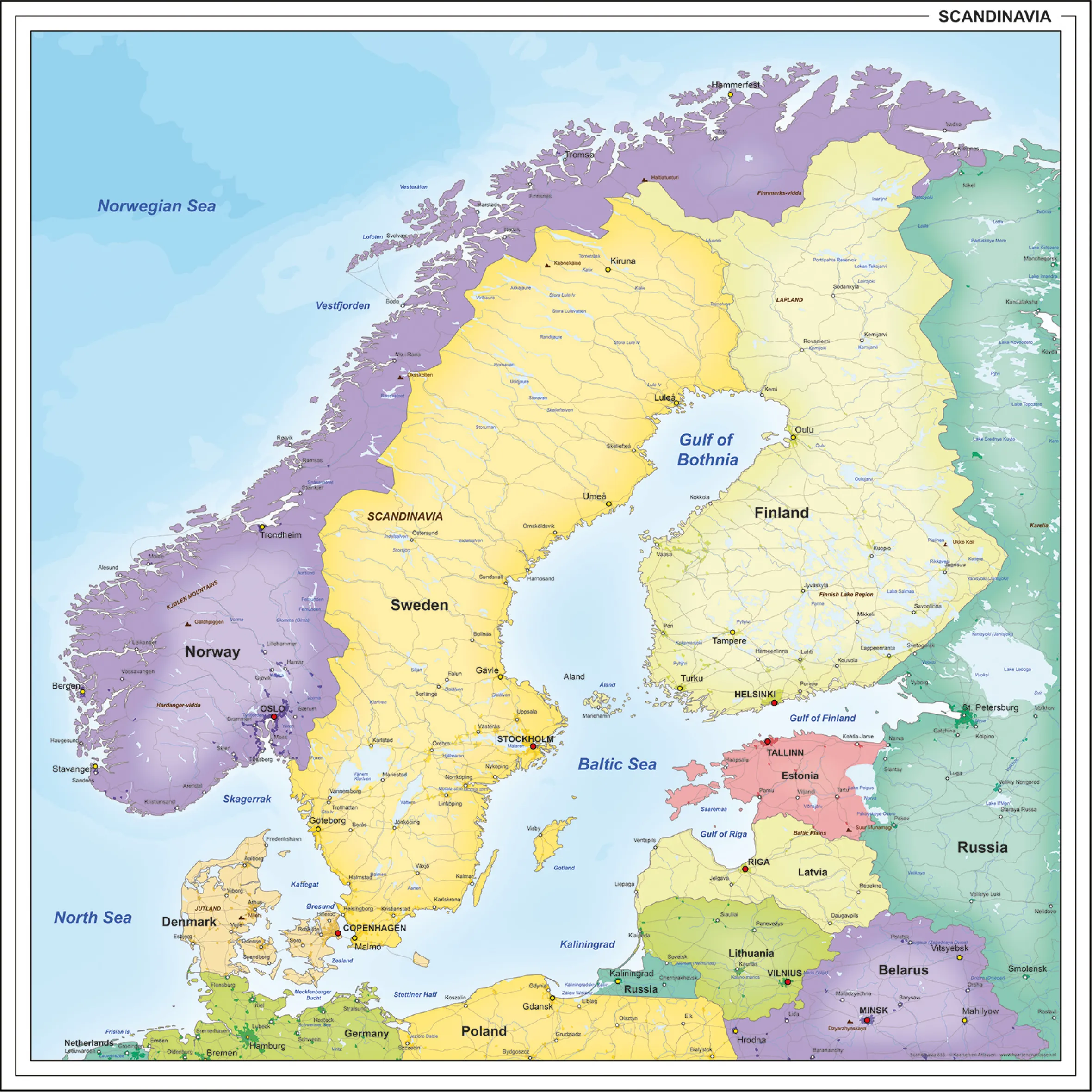 Kaart van Scandinavië 836