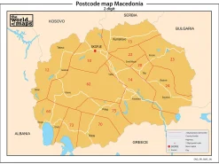 Macedonië 2-cijferige postcodekaart 90