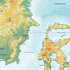 Natuurkundige kaart Indonesië 1809