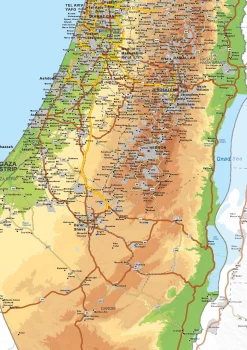 Natuurkundige kaart Israël 1738