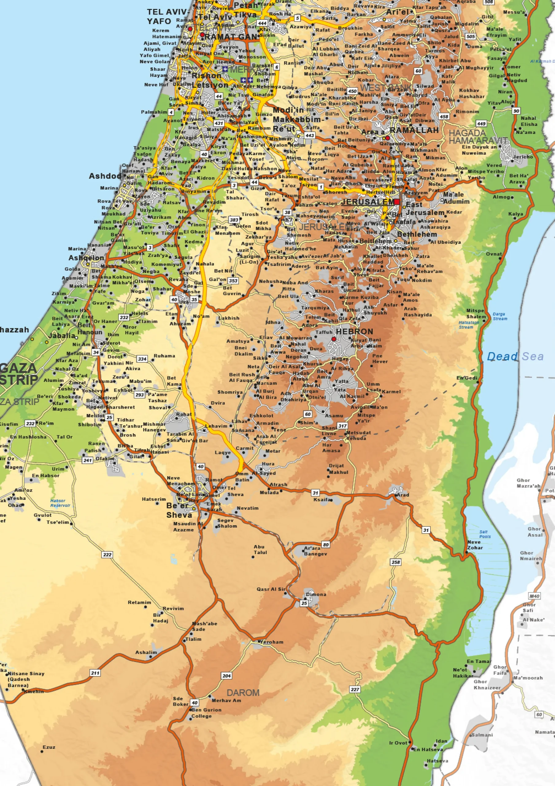 Natuurkundige kaart Israël 1738