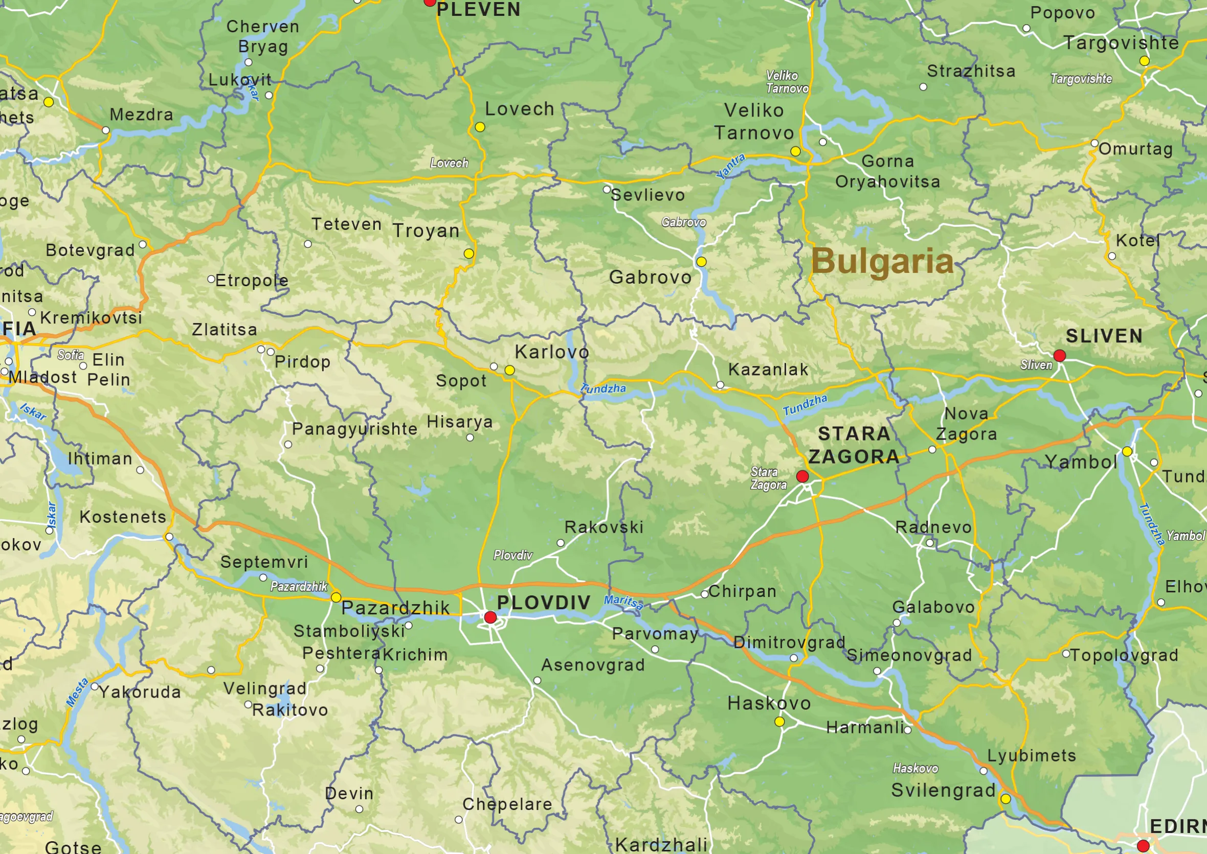 Natuurkundige landkaart Bulgarije 1427