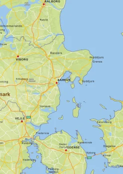 Natuurkundige landkaart Denemarken 1429