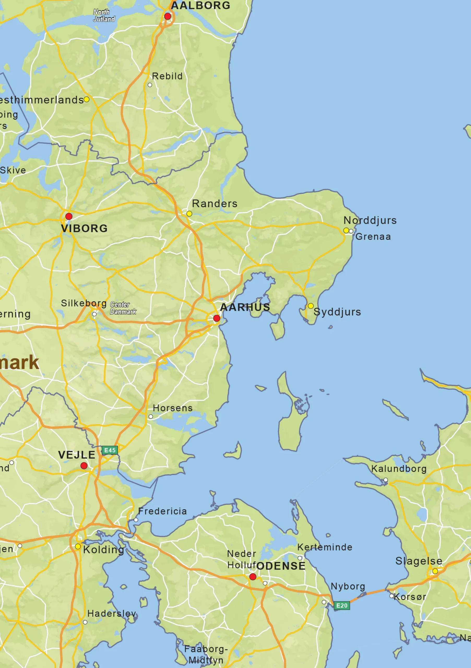 Natuurkundige landkaart Denemarken 1429