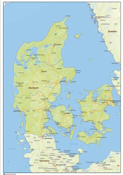 Natuurkundige landkaart Denemarken 1429