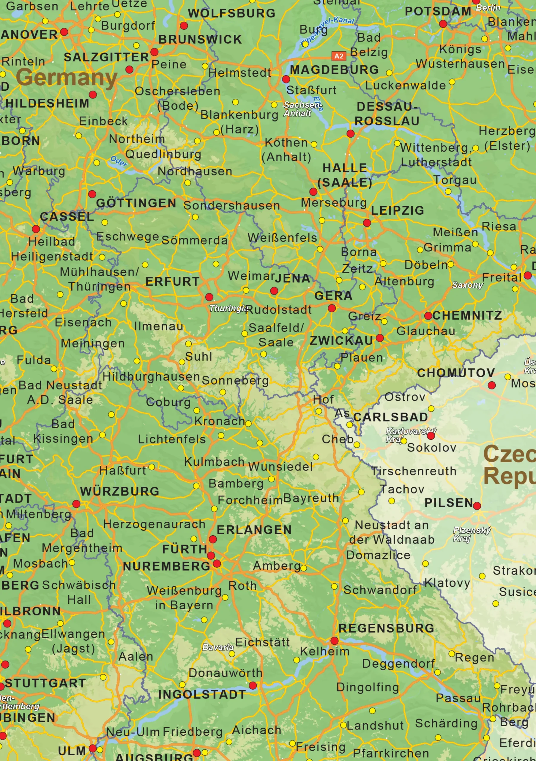 Natuurkundige landkaart Duitsland 1461