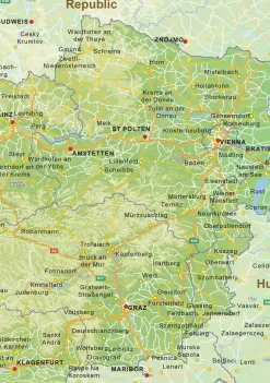 Natuurkundige landkaart Oostenrijk 1455